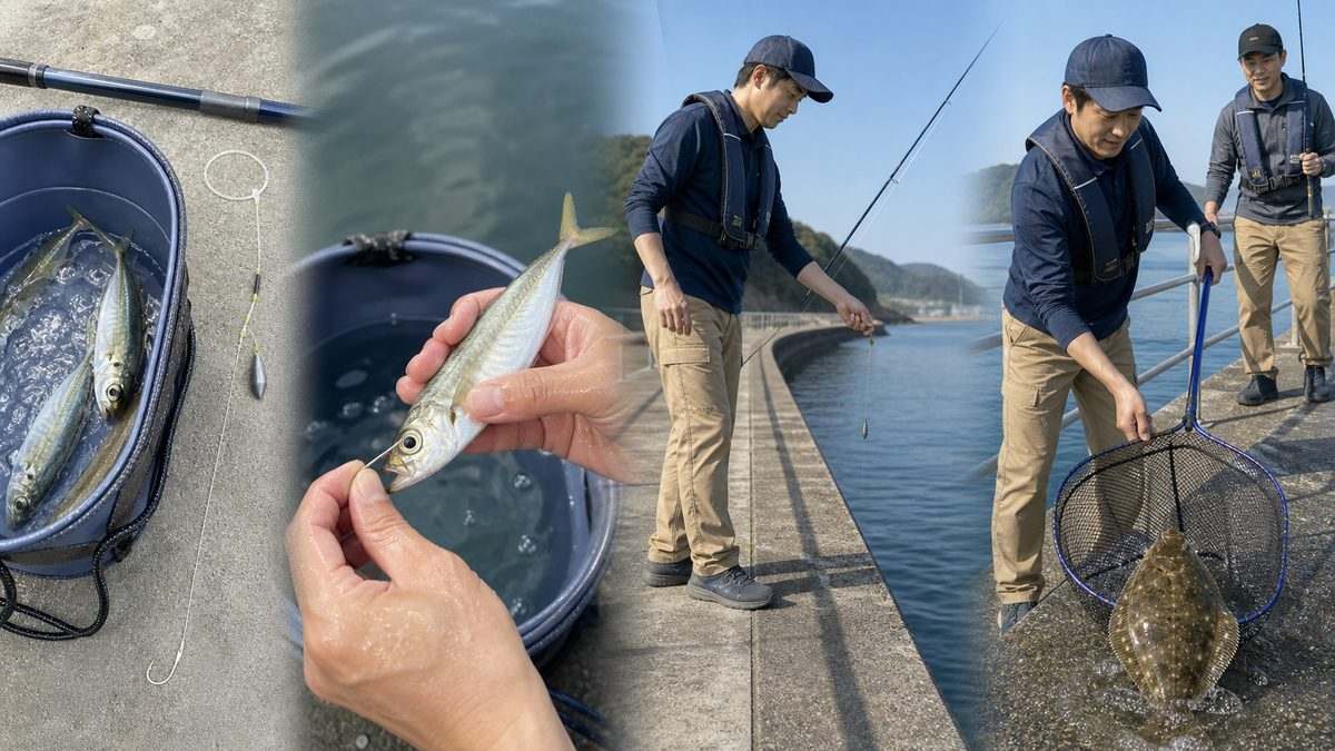 生き餌の準備から穏やかな投入・アタリ待ち・タモ入れまで