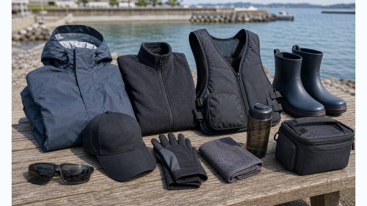 4月の服装と装備アドバイスの要点をまとめた釣り攻略インフォグラフィック