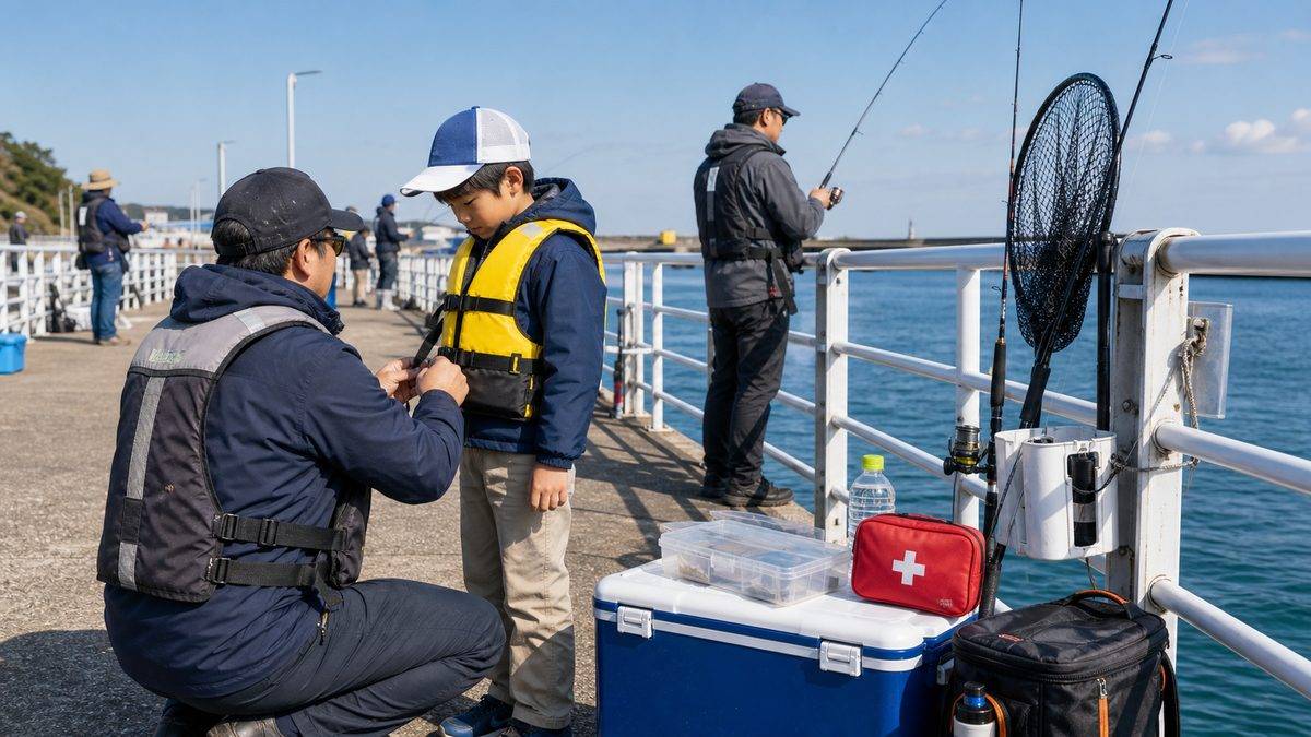 安全についての注意事項の要点をまとめた釣り攻略インフォグラフィック