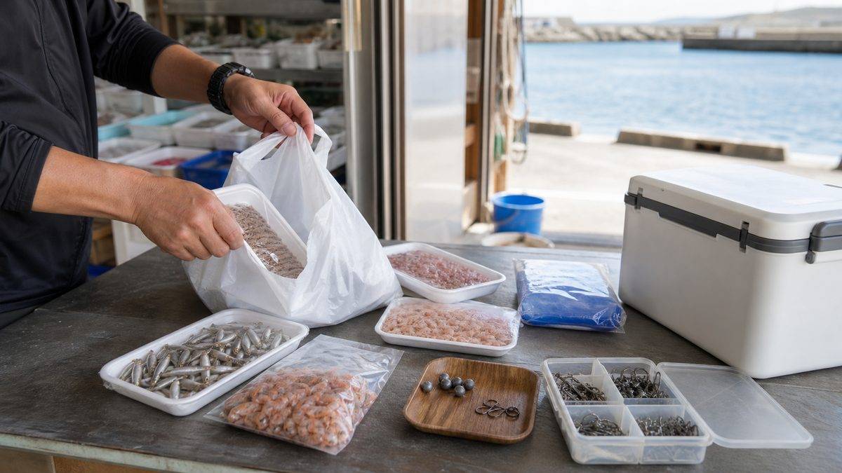 エサの購入先・費用:どこで買えばいい?の要点をまとめた釣り攻略インフォグラフィック