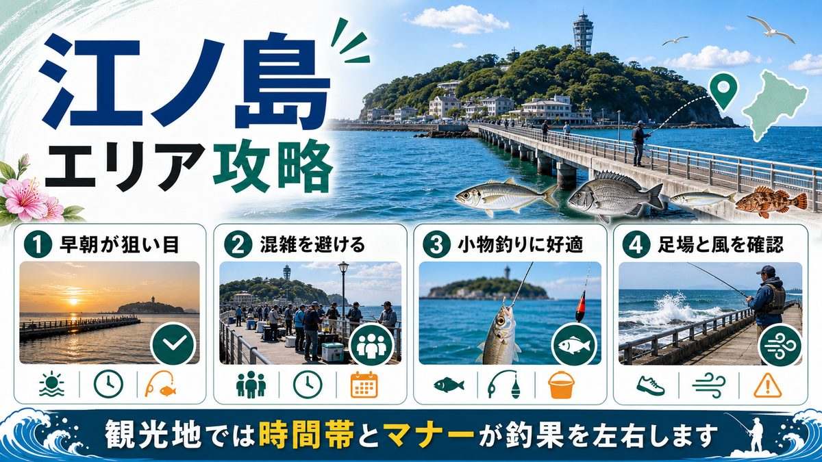 江ノ島の釣りスポット完全ガイドの要点をまとめた釣り攻略インフォグラフィック