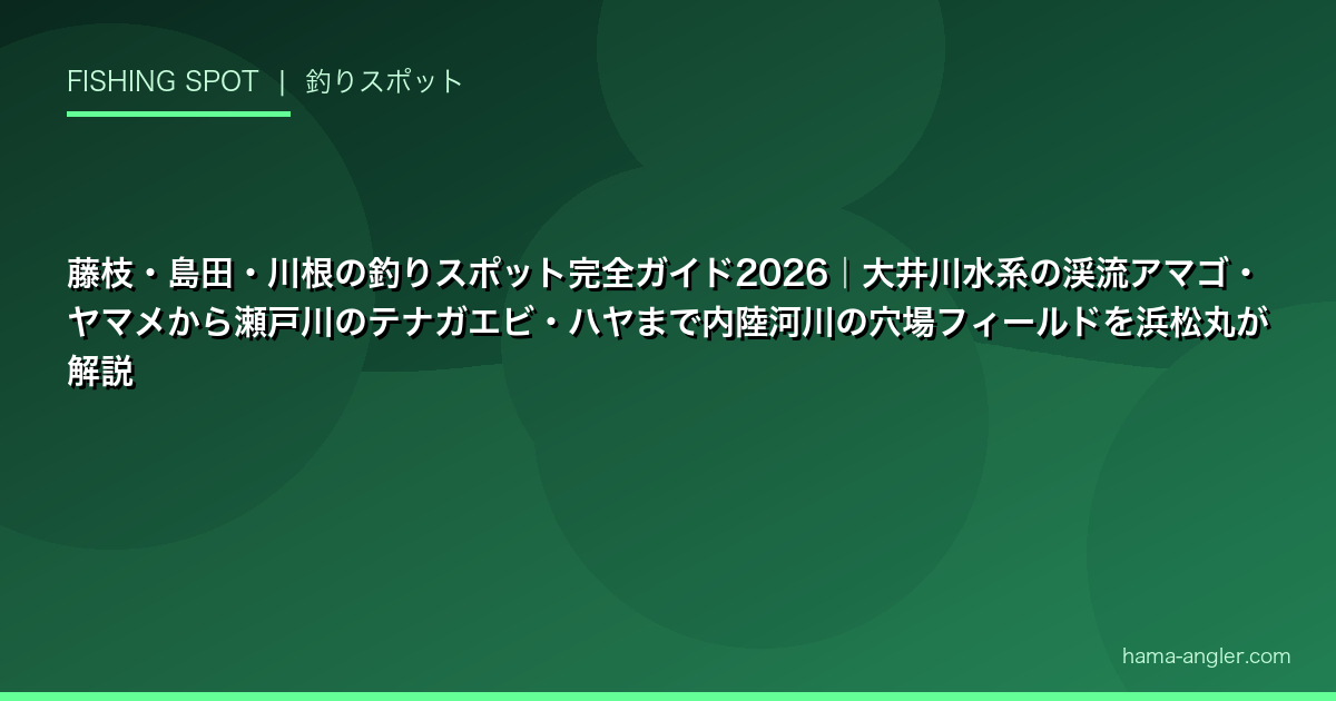 藤枝・島田・川根の釣りスポット完全ガイド2026｜大井川水系の渓流アマゴ・ヤマメから瀬戸川のテナガエビ・ハヤまで内陸河川の穴場フィールドを浜松丸が解説