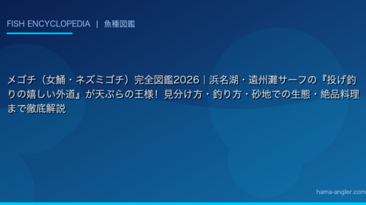 メゴチ（女鯒・ネズミゴチ）完全図鑑2026｜浜名湖・遠州灘サーフの『投げ釣りの嬉しい外道』が天ぷらの王様！見分け方・釣り方・砂地での生態・絶品料理まで徹底解説