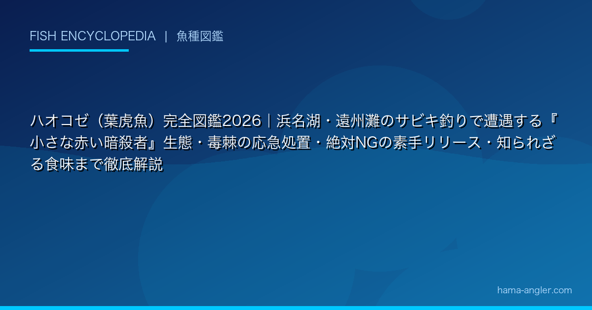 ハオコゼ（葉虎魚）完全図鑑2026｜浜名湖・遠州灘のサビキ釣りで遭遇する『小さな赤い暗殺者』生態・毒棘の応急処置・絶対NGの素手リリース・知られざる食味まで徹底解説