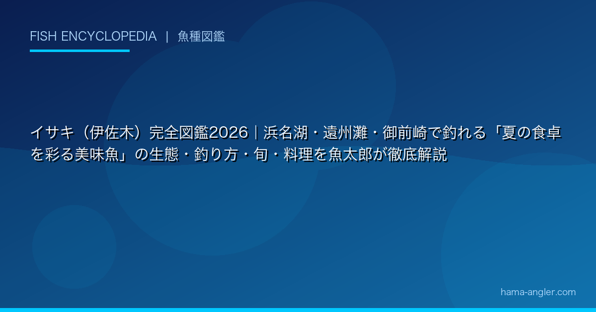 イサキ（伊佐木）完全図鑑2026｜浜名湖・遠州灘・御前崎で釣れる「夏の食卓を彩る美味魚」の生態・釣り方・旬・料理を魚太郎が徹底解説
