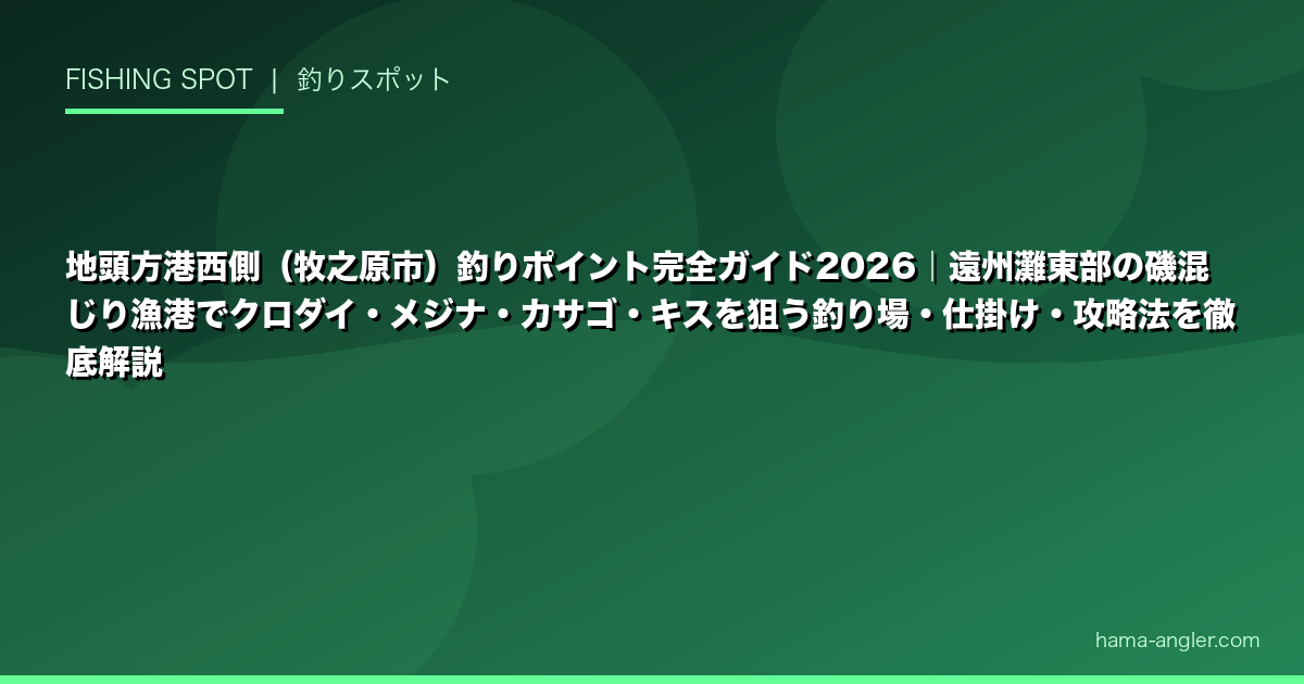 地頭方港西側（牧之原市）釣りポイント完全ガイド2026｜遠州灘東部の磯混じり漁港でクロダイ・メジナ・カサゴ・キスを狙う釣り場・仕掛け・攻略法を徹底解説
