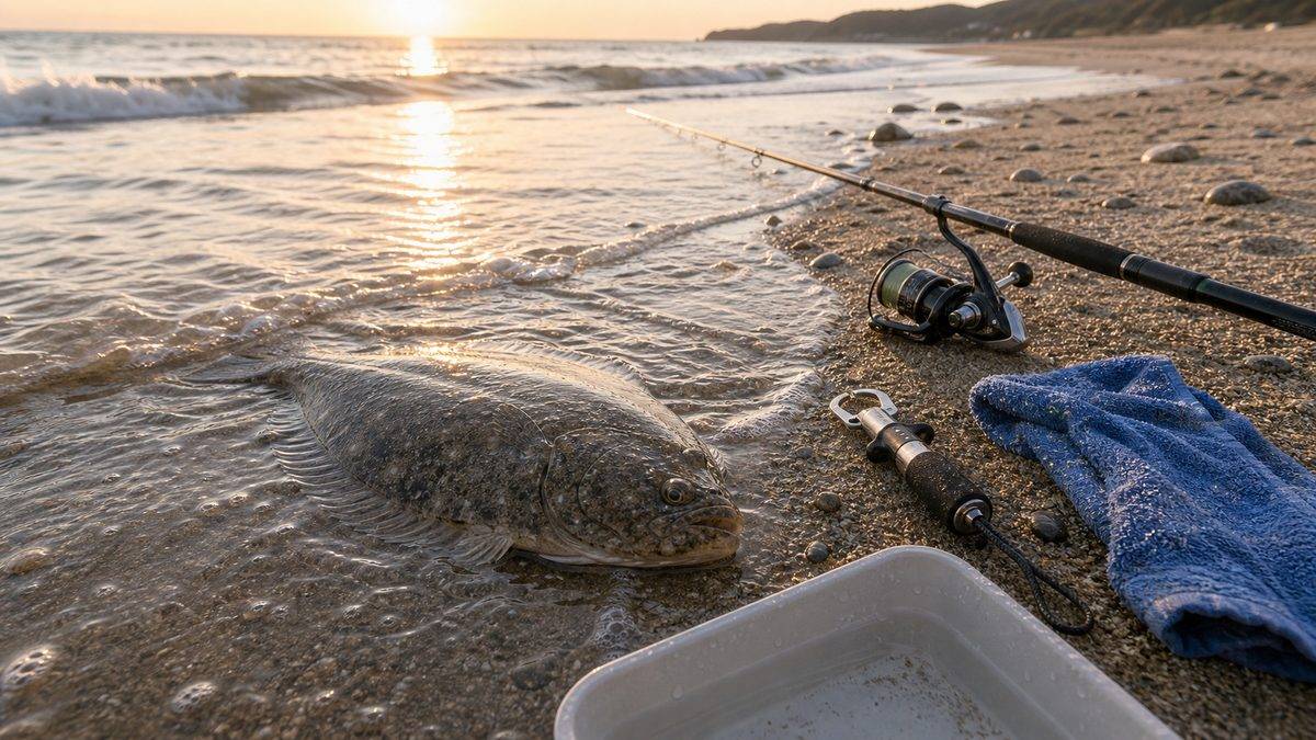 デカイ魚しか狙わないアングラーはサーフでもランディング手段を持つべきの要点をまとめた釣り攻略インフォグラフィック