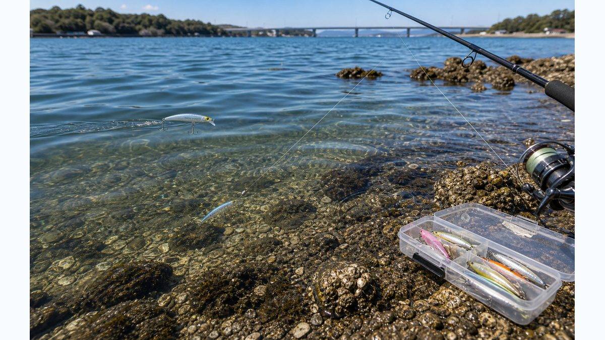 浮くルアーはオート、沈むルアーはテクニカルの要点をまとめた釣り攻略インフォグラフィック