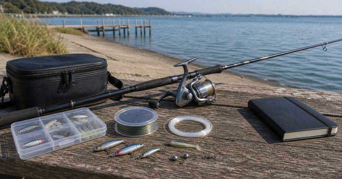 浜名湖釣りに合わせてPEラインとリーダーを選ぶ準備風景