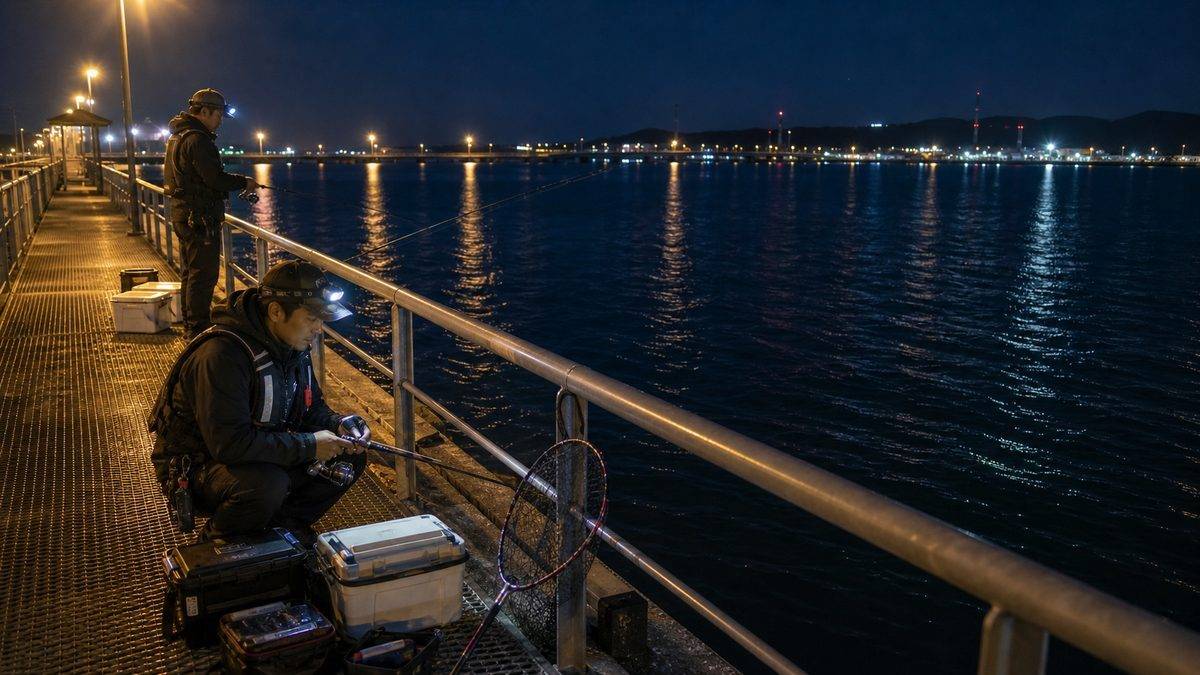 夜釣りの魅力：新居は夜もアツいの要点をまとめた釣り攻略インフォグラフィック