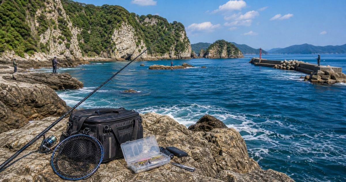 和歌山県の釣り場と磯場タックルの実写風アイキャッチ
