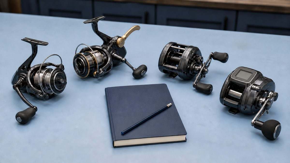 スピニング、レバーブレーキ、ベイト、電動の4種類のリール