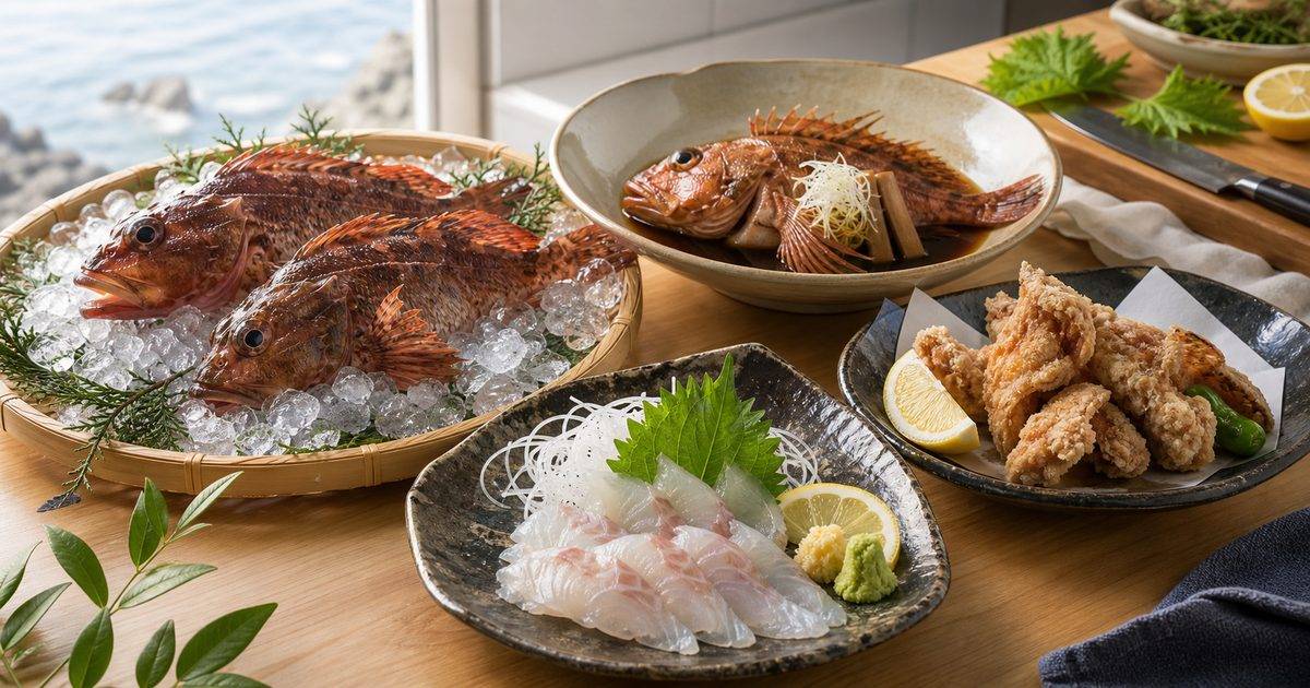カサゴ料理の盛り合わせと釣魚のイメージ