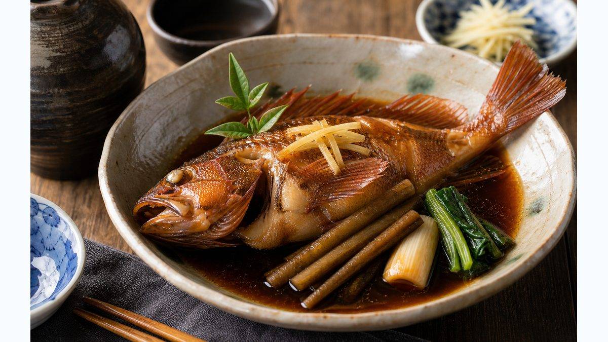 レシピ1：カサゴの煮付け（基本の黄金レシピ）の要点をまとめた釣り攻略インフォグラフィック