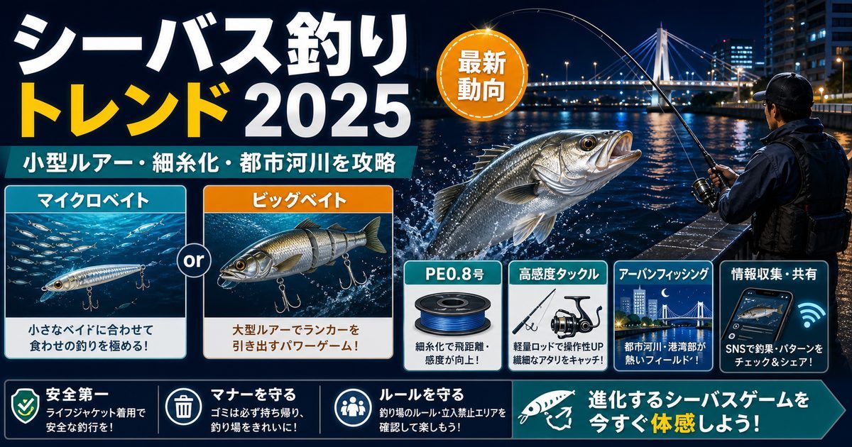 2025年のシーバス釣り人口動向と市場規模の要点を伝える釣り記事アイキャッチ画像