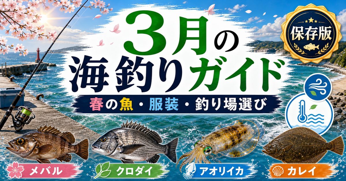 3月の海釣り完全ガイド|春の到来と魚の動き・全国の狙い目ターゲットを徹底解説の要点を伝える釣り記事アイキャッチ画像