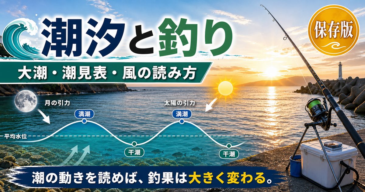 潮汐(干満)とは何か|月と太陽の引力が起こす海の呼吸の要点を伝える釣り記事アイキャッチ画像