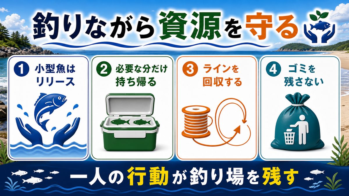 釣り業界のトレンド:サステナブルフィッシングの広がりの要点をまとめた釣り攻略インフォグラフィック