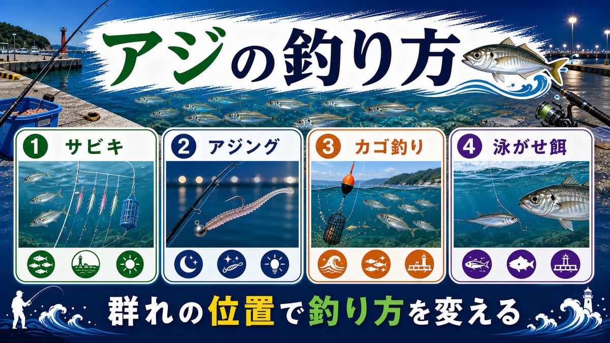 4. 釣り方完全攻略|サビキからアジングまで全釣法の要点をまとめた釣り攻略インフォグラフィック