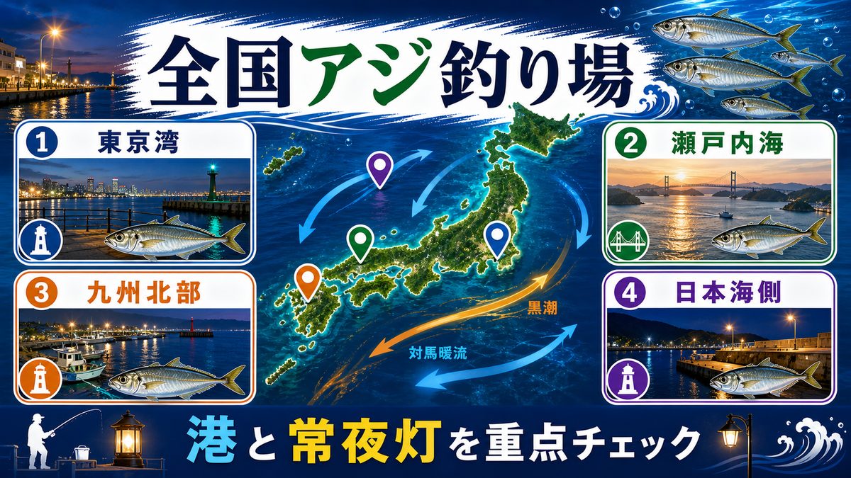3. 日本各地の釣り場情報|ベストシーズンと狙い目ポイントの要点をまとめた釣り攻略インフォグラフィック