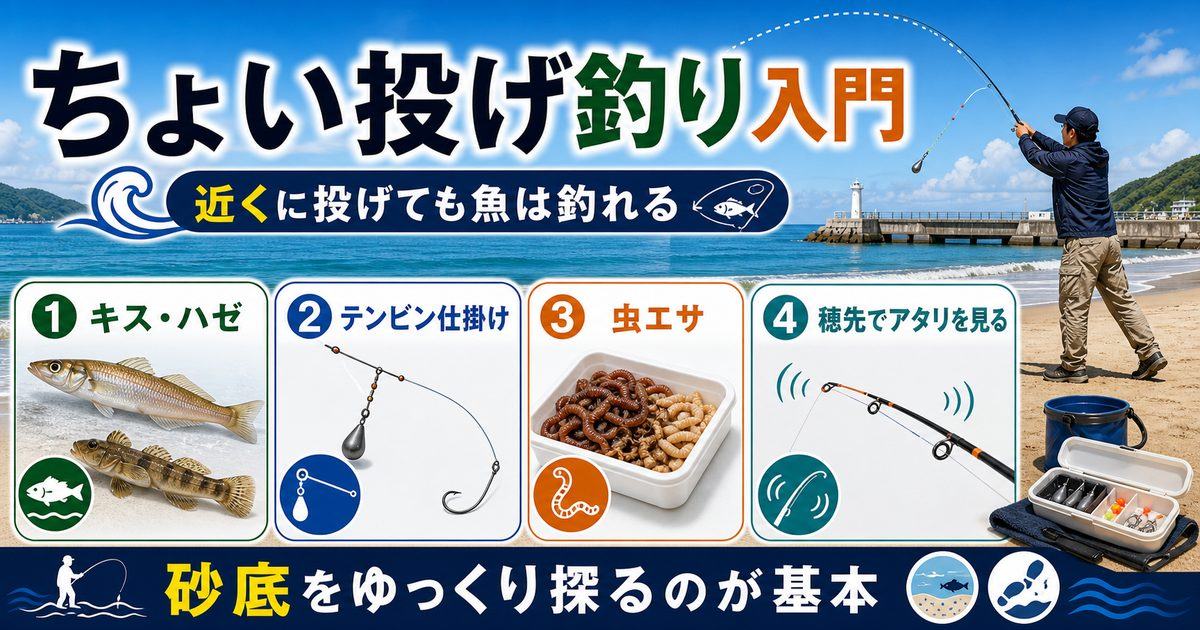 1. ちょい投げ釣りとは｜初心者に最適な手軽さと釣果の魅力の要点を伝える釣り記事アイキャッチ画像