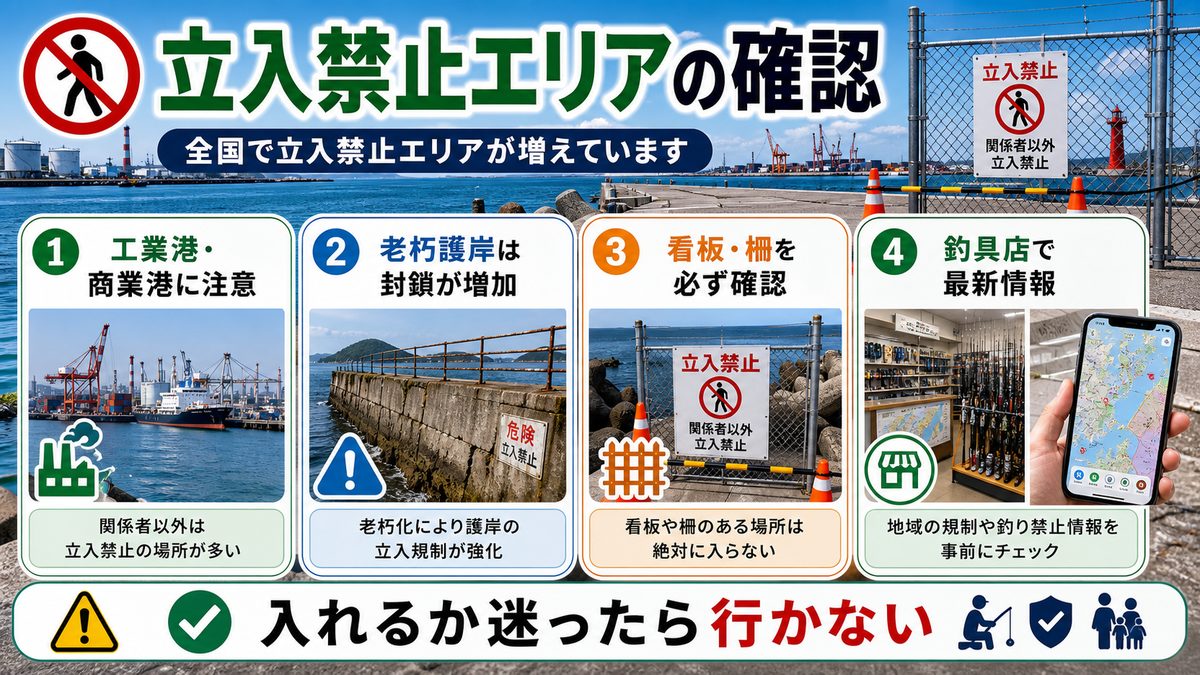 3. 全国の立入禁止エリア増加の現状の要点をまとめた釣り攻略インフォグラフィック