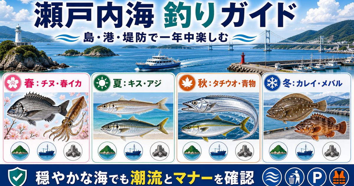 瀬戸内海の特徴と魅力の要点を伝える釣り記事アイキャッチ画像