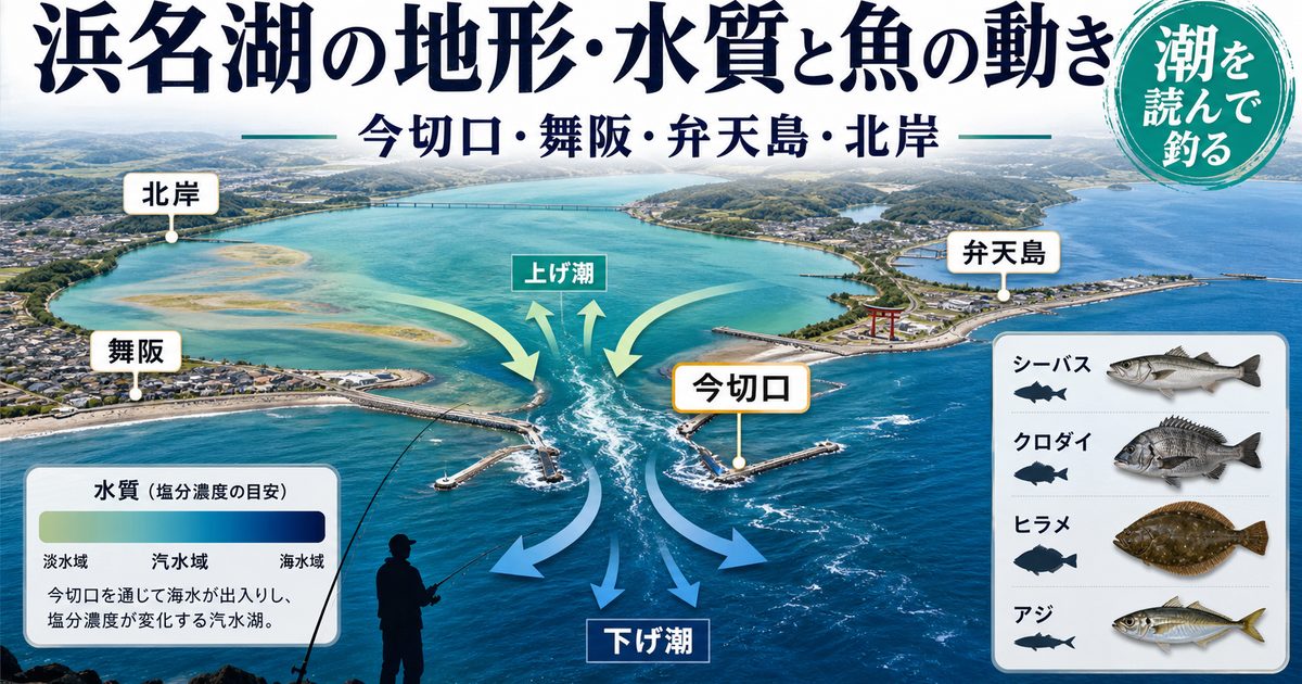 浜名湖の地形・水質と魚の動きの要点を伝える釣り記事アイキャッチ画像