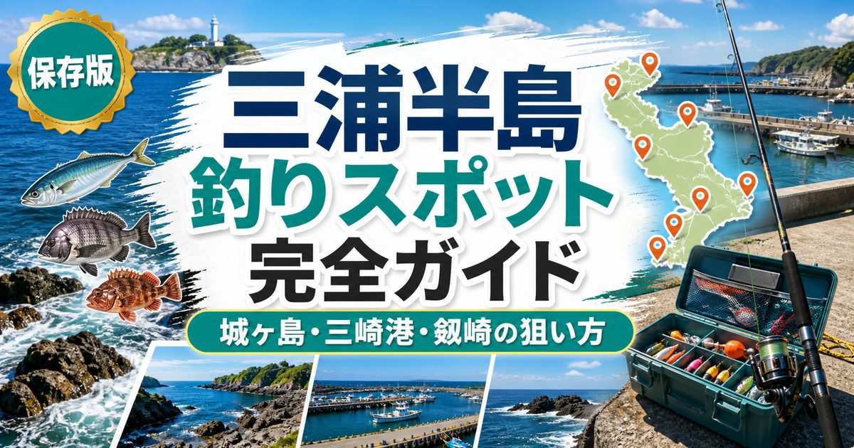 三浦半島の釣りスポット完全ガイド｜城ヶ島・三崎港・剱崎など厳選10ポイントを徹底解説の要点を伝える釣り記事アイキャッチ画像