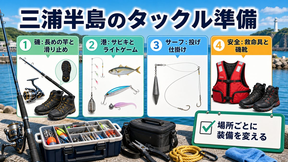 釣り方・タックル詳細の要点をまとめた釣り攻略インフォグラフィック