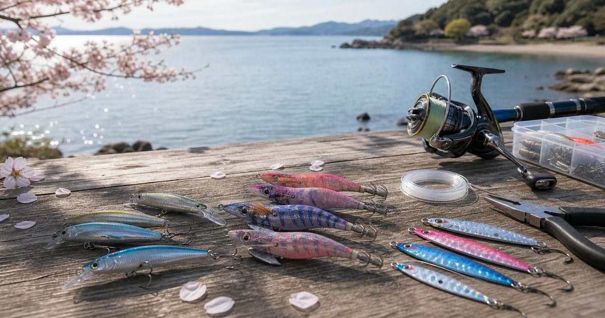 春の浜名湖と遠州灘を想定したルアーとエギの釣り道具