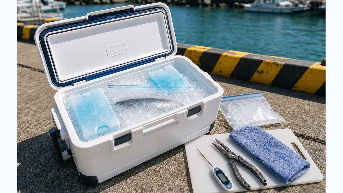 夏場の鮮度管理の要点をまとめた釣り攻略インフォグラフィック