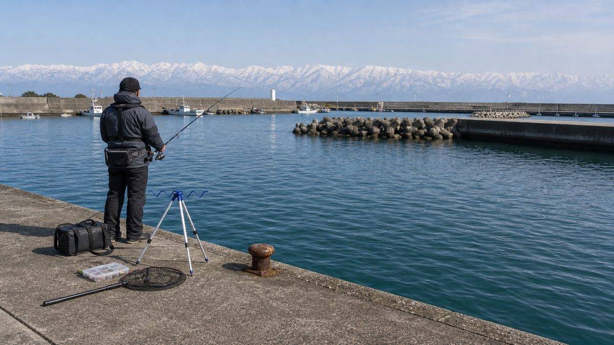 新湊漁港・富山港の釣り場完全ガイドの要点をまとめた釣り攻略インフォグラフィック