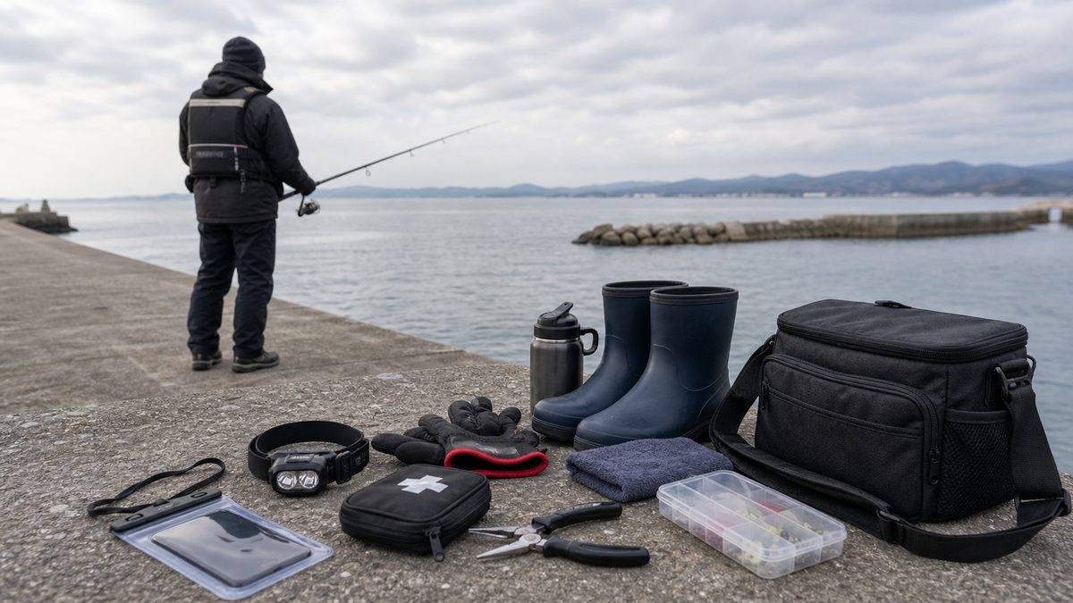 冬の海釣りの安全管理——知っておくべきリスクと対策の要点をまとめた釣り攻略インフォグラフィック