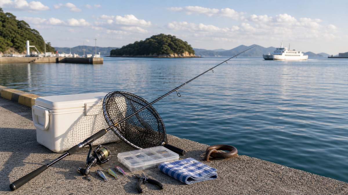 香川エリアの釣りスポット——小豆島・直島・高松港をイメージした海釣り記事用の写真