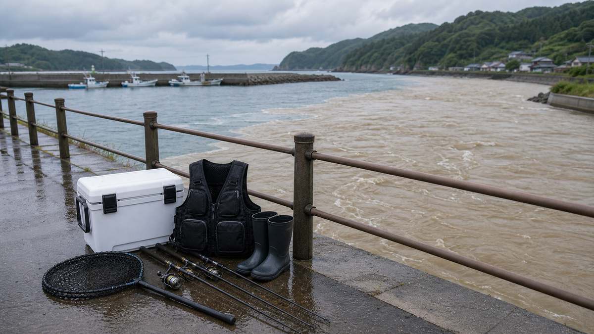 梅雨の海釣りは「狙い目」——なぜ雨の日に大物が釣れるのか:梅雨の釣り場選び——天候に合わせた安全な場所を選ぶの内容を示す釣り写真