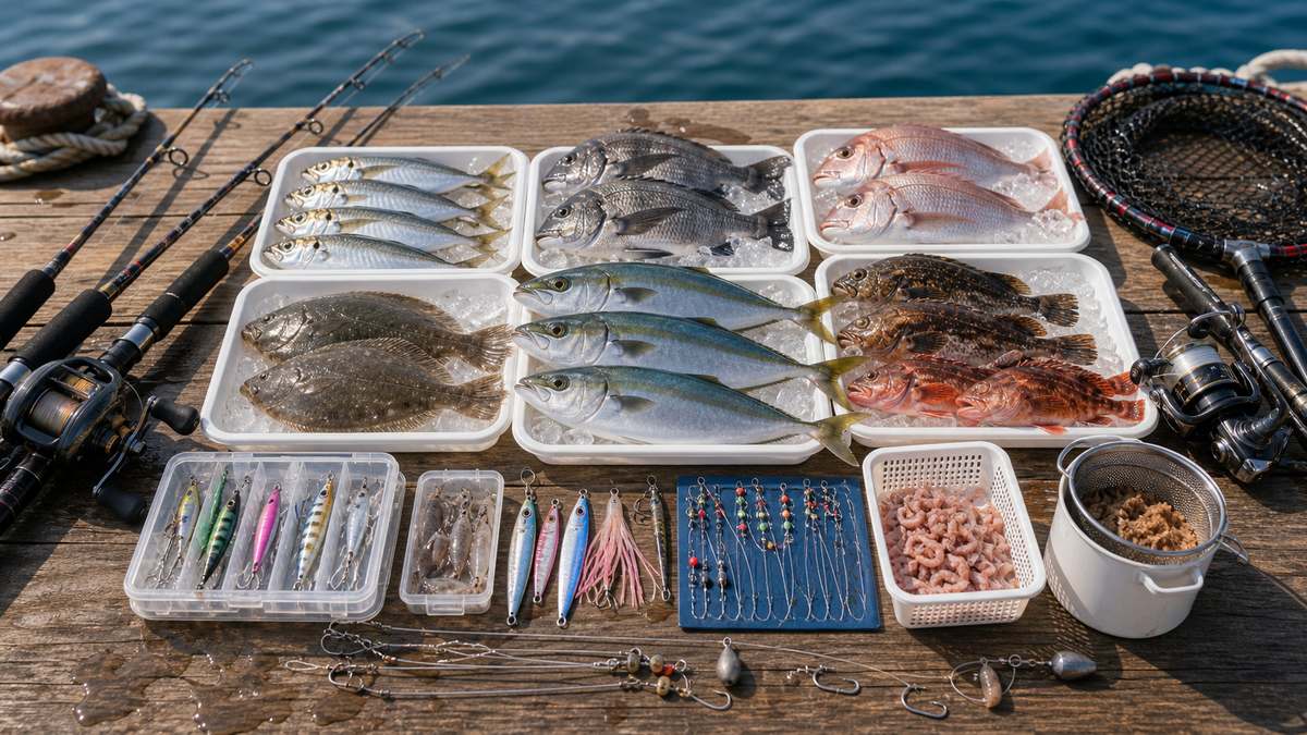 三陸海岸の海洋環境：なぜこれほど魚が多いのか：三陸で狙える主要魚種と釣り方の内容を示す釣り写真