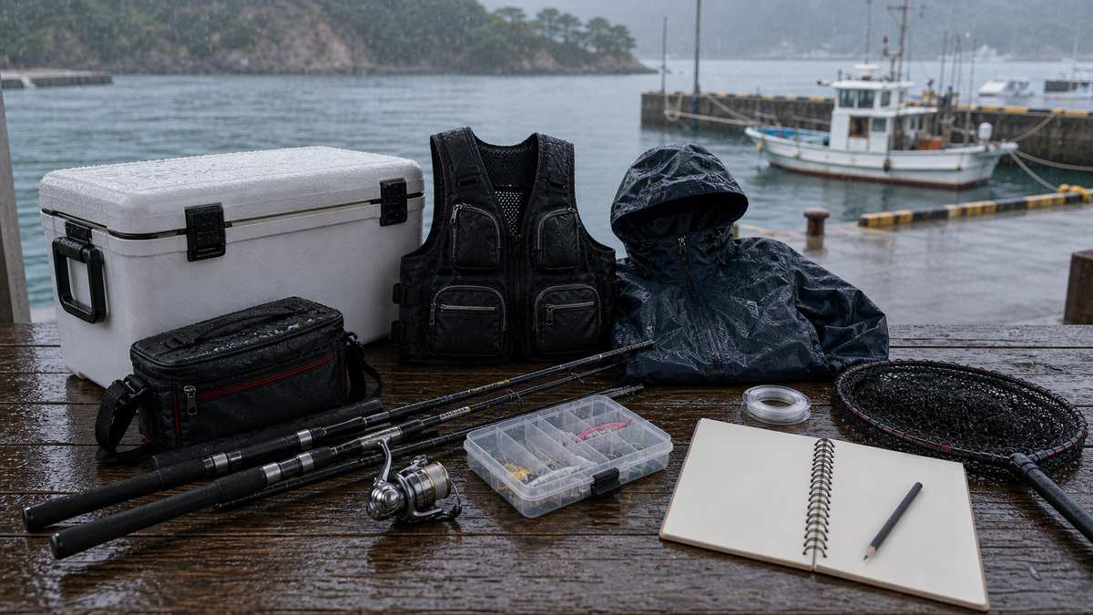 梅雨の海釣りは「狙い目」——なぜ雨の日に大物が釣れるのか:FAQ——梅雨の釣りについてよくある質問の内容を示す釣り写真