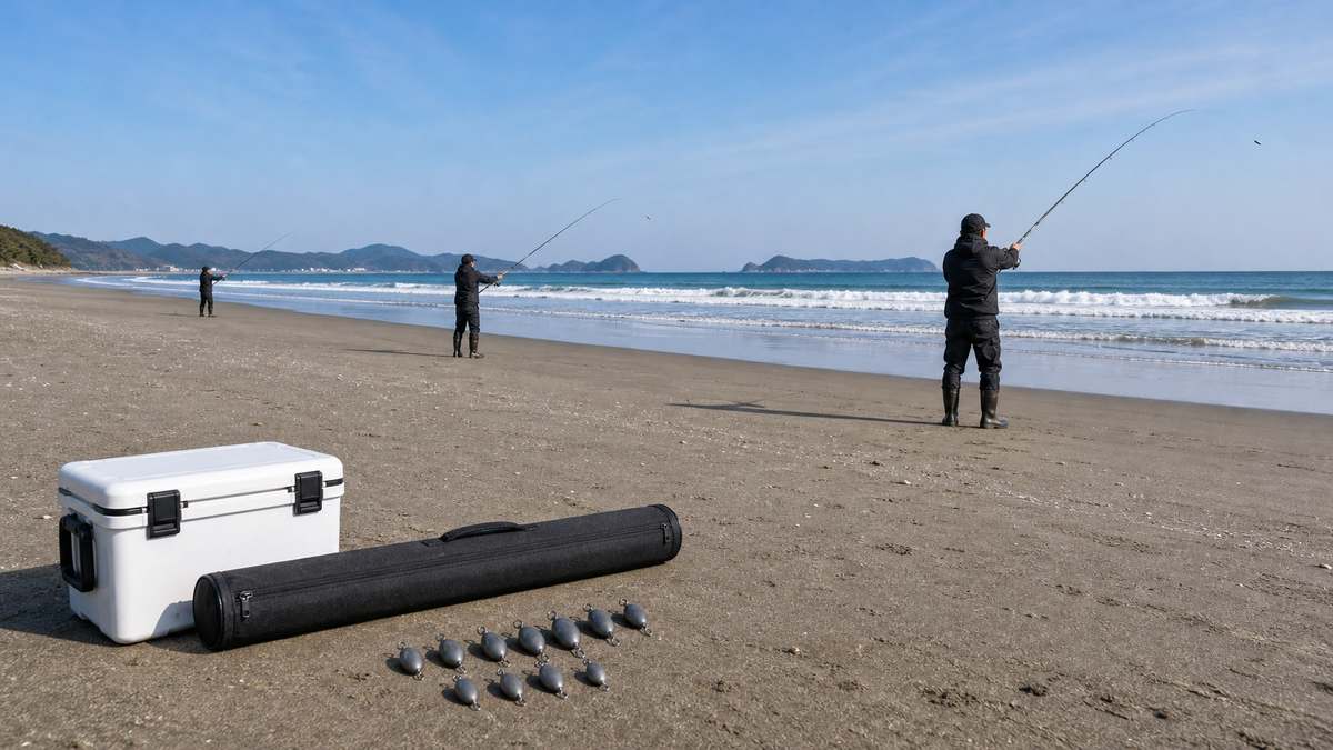 遠投が必要な釣りの種類と飛距離の目安：遠投大会・競技情報の内容を示す釣り写真