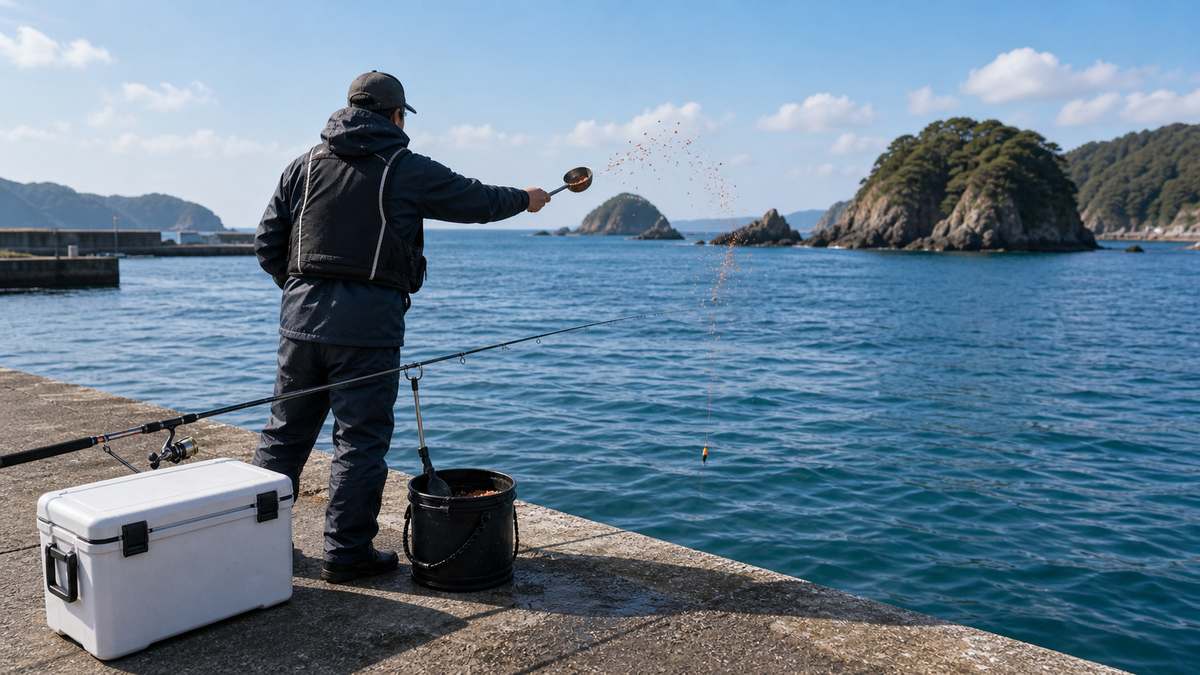 フカセ釣りとは何か——原理と他釣法との違い:上達への道——フカセ釣り中〜上級テクニックの内容を示す釣り写真