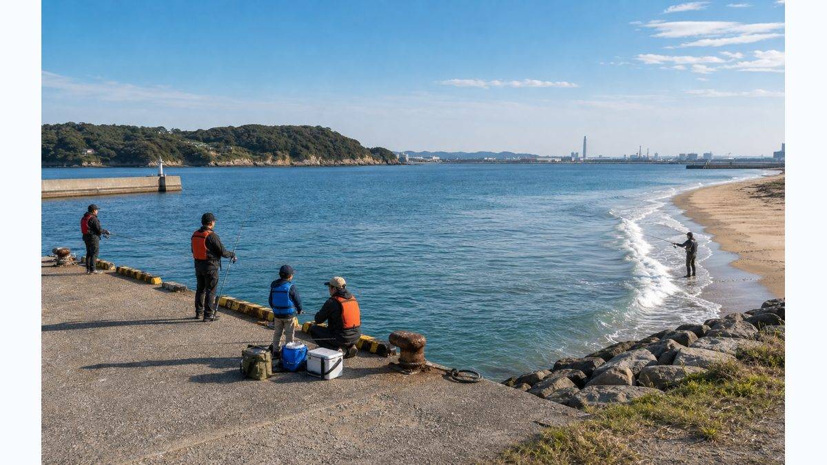 エリア別釣りスポット紹介の要点をまとめた釣り攻略インフォグラフィック