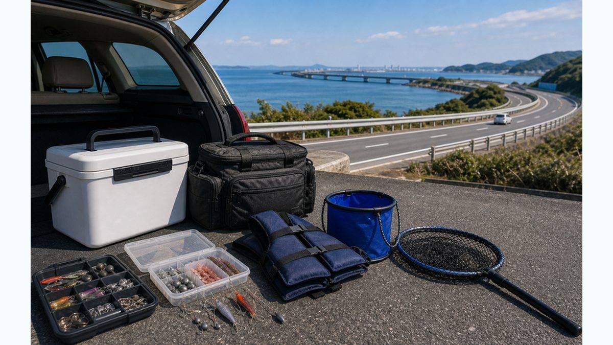 愛知県の釣り場へのアクセス方法の要点をまとめた釣り攻略インフォグラフィック