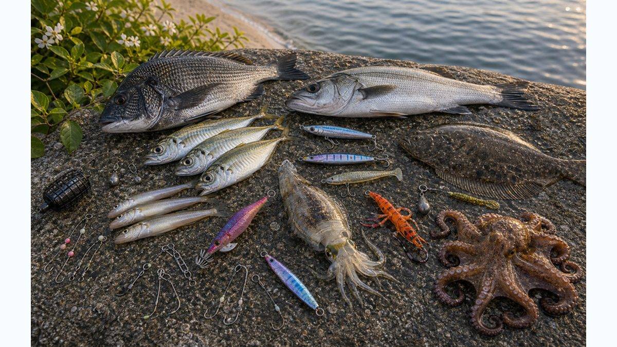 愛知県の季節別・魚種別シーズンカレンダーの要点をまとめた釣り攻略インフォグラフィック