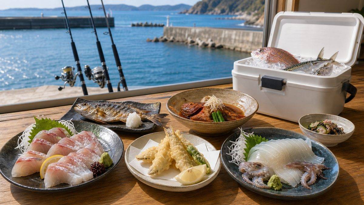 天草で釣れる旬の魚と絶品グルメの要点をまとめた釣り攻略インフォグラフィック