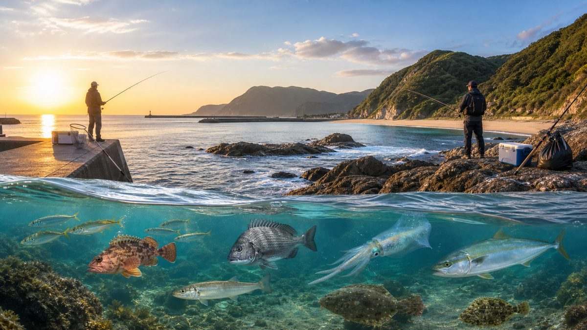 まとめ：淡路島は一年中楽しめる釣りの楽園の要点をまとめた釣り攻略インフォグラフィック