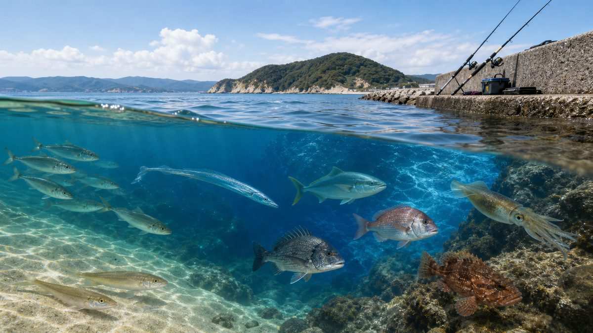 淡路島の海域特性と魚種カレンダーの要点をまとめた釣り攻略インフォグラフィック
