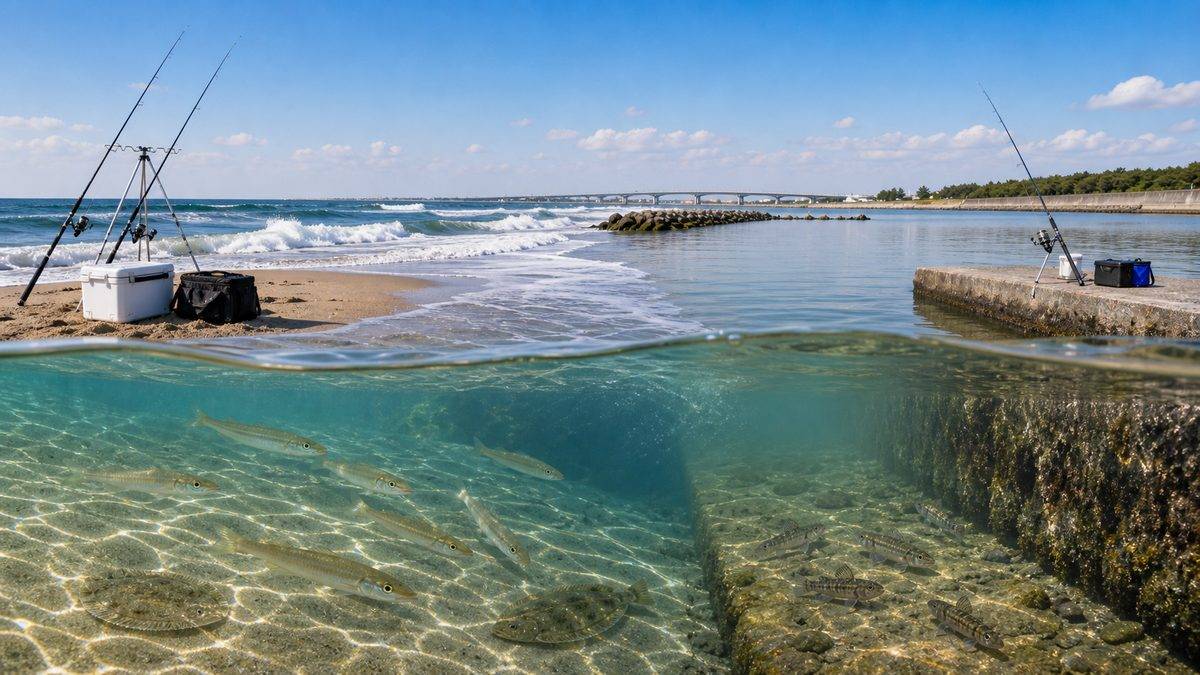 遠州灘・浜名湖のポイント別攻略の要点をまとめた釣り攻略インフォグラフィック