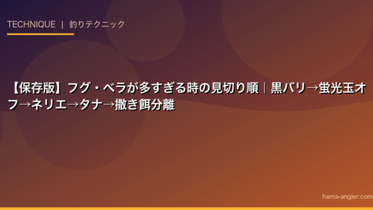 【保存版】フグ・ベラが多すぎる時の見切り順｜黒バリ→蛍光玉オフ→ネリエ→タナ→撒き餌分離