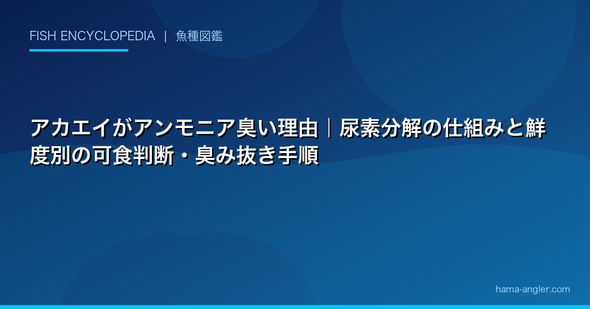 アカエイがアンモニア臭い理由｜尿素分解の仕組みと鮮度別の可食判断・臭み抜き手順