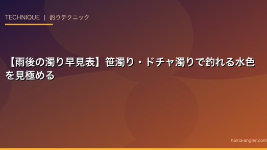 【雨後の濁り早見表】笹濁り・ドチャ濁りで釣れる水色を見極める